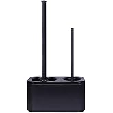 Blue Donuts Toilet Brush and Plunger Set with Holder, Sleek Minimalist Modern Black Bathroom Accessories Toilet Plunger and Toilet Bowl Brush Combo