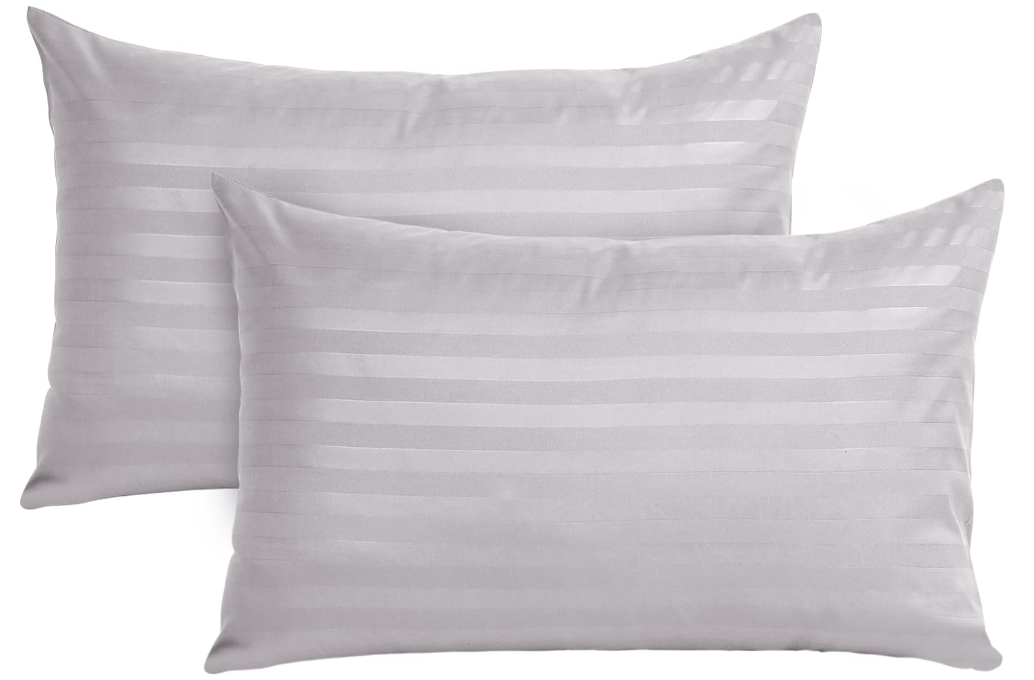 BedLooms Silver Pillow Cases 2 Pack (Pillows Not Included) - 100% Microfiber Envelope Closure Stripe Pillow Cases 50x75cm Premium Hotel Quality Anti Allergy Pillow Cover