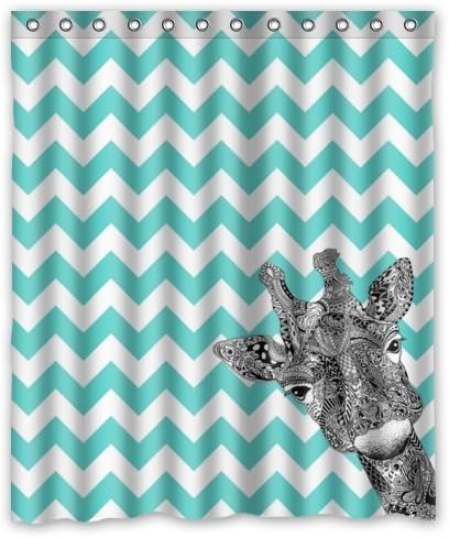 Special Design Cute Giraffe on Chevron Pattern Waterproof Bathroom Fabric Shower Curtain,Bathroom decor 60" x 72"