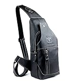 RS Men's Genuine Leather Sling Bags Chest Shoulder Bag Crossbody Satchel Backpack