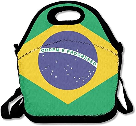 Brazil Green Flag Neoprene Lunch Bag Insulated Lunch Box Tote For Women Men Adult Kids Teens Boys Teenage Girls Toddlers (Black)