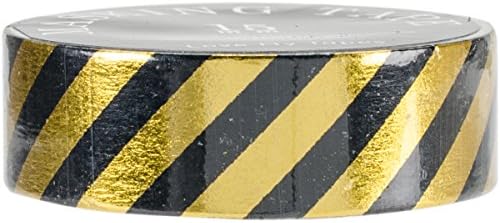 Love My Tapes 89215-G2-BLACK Gold Black Striped Decorative Tapes, 15mm by 10m