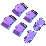 BOSONER Kids/Youth Knee Pad Elbow Pads for Rollerblade Roller Skates Cycling BMX Bike Skateboard Inline Rollerblading, Skating Skatings Scooter Riding Sports (Blue/Purple, Medium(6-15 Years))