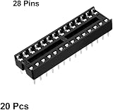 sourcing map 20pcs DIP IC Socket Solder Type 2.54mm 28 Pin 7.62mm Row Pitch view 3
