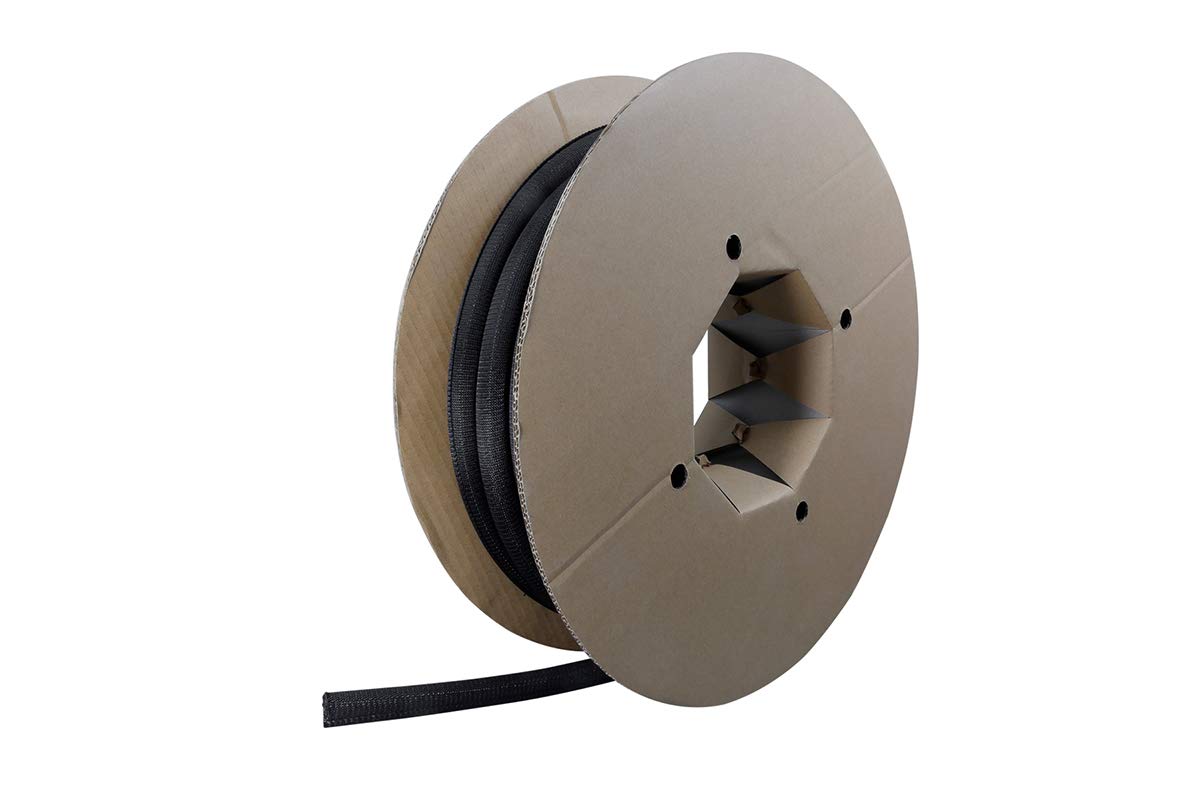 LABEL THE CABLE Flexible & Durable Self-Closing Cable Tidy - Can be Cut - Cable Sleeve for Perfect Cable Management - LTC CABLE TUBE - 25 m - Black - PRO 5110