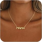 Risamil 14K Gold Plated Mothers Day Gifts Necklace - Mama Necklace for Women Mom Wife Sister, Dainty Layered Mom Necklaces Stack Mama Pendant Choker Chain Birthday Jewelry Gift Trendy