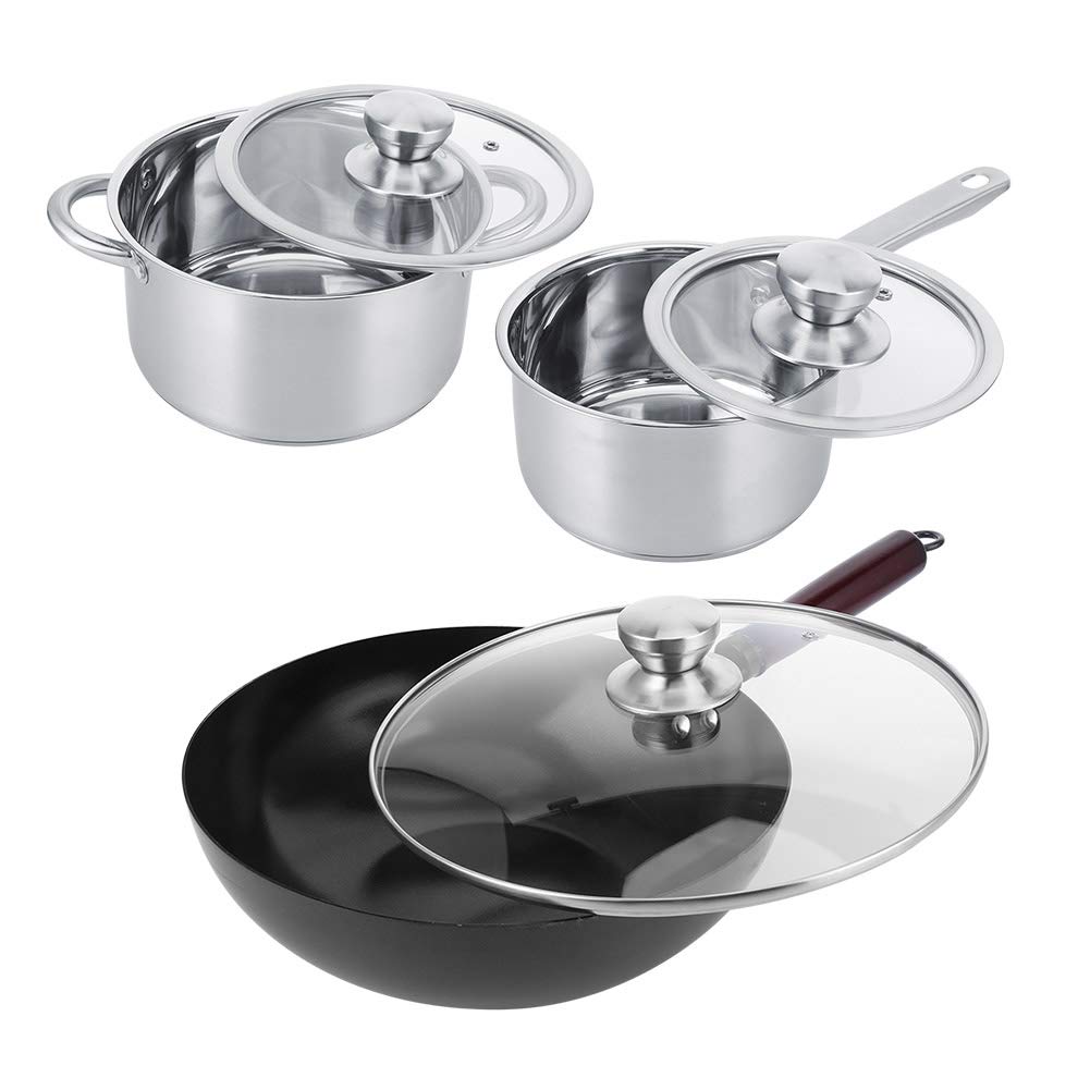 Stainless Steel Durable Cooking Pan Cookware Set Anti‑scalding for Induction Cooker for Electric Sto