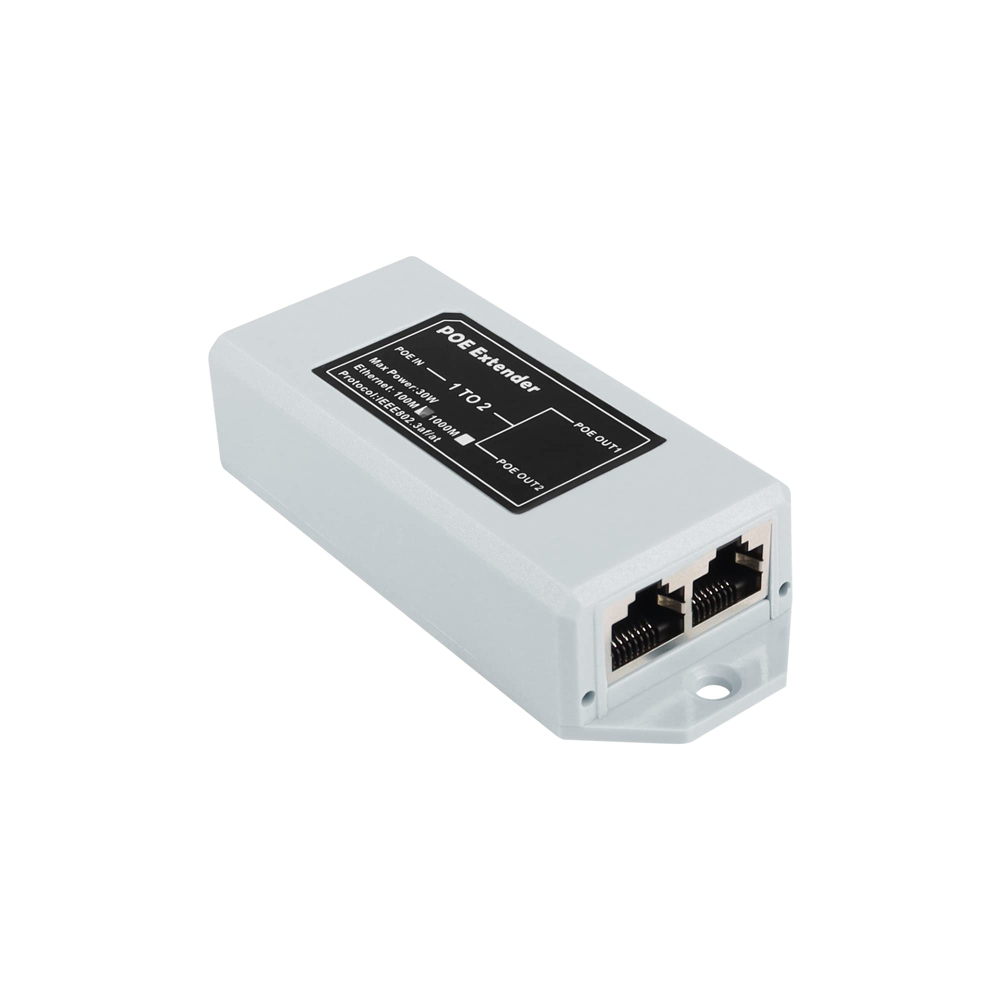 GINTOOYUN 1 to 2 POE Extender 100 Meter Transmission 1 in 2 Out Standard POE Repeater for Network Surveillance Cameras POE Switches etc