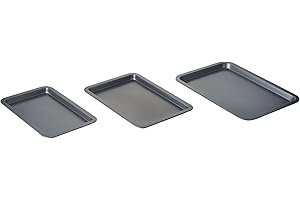 NIFTY SOLUTIONS Nifty Cookie & Baking Sheets (Set of 3) – Non-Stick Coated Steel, Dishwasher Safe, Oven Safe up to 450 Degrees, includes Large/Med/Small Pans