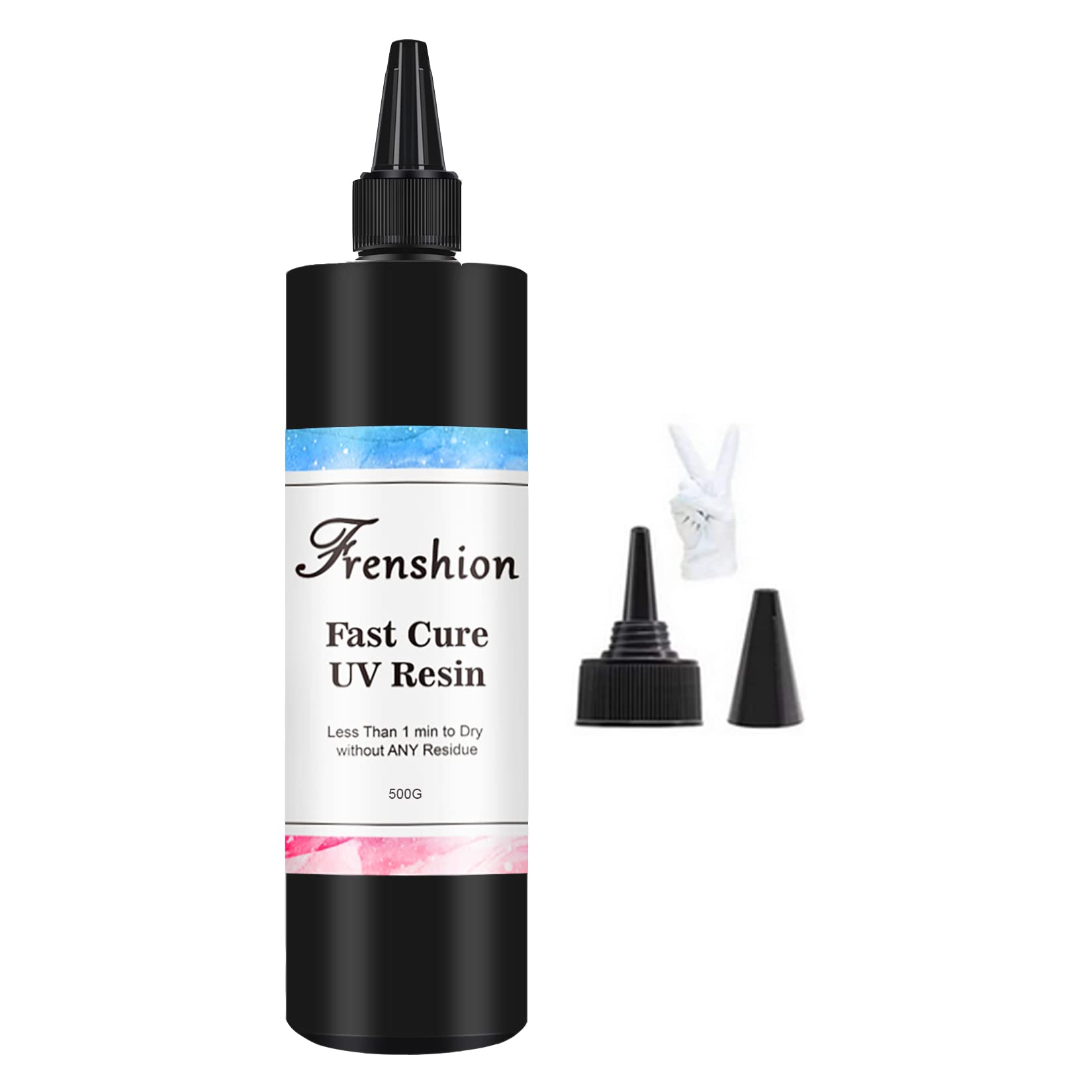 500G Fast Cure UV Resin- Upgrade High Transparency No Yellowing Clear Hard Ultraviolet Curing - Crystal Clear Solar Cure Sunlight Activated Resin+ 2Pairs of Glove