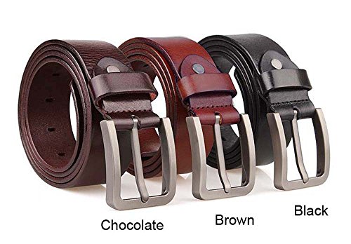 JingHao pin buckle Mens Belts Genuine Leather Casual Belt Size S-6XL (4XL 46"-48" Length 135cm, Chocolate)