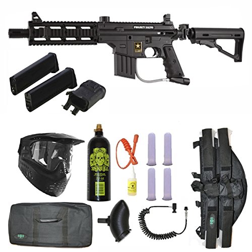 US Army Project Salvo Paintball Gun w/ Mag Fed Adapter 3Skull 4+1 Sniper Set
