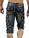Idopy Men`s Cargo Denim Biker Jeans Shorts with Zippers