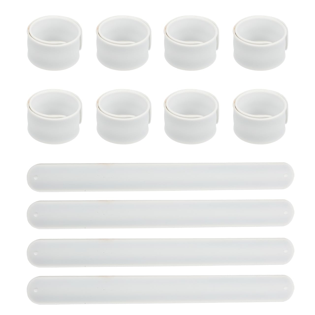 STOBOK Diy Silicone Snap Bracelets 12Pcs White Blank Slap Bands Soft Wristbands for Kids Craft Projects Birthday Party Favors