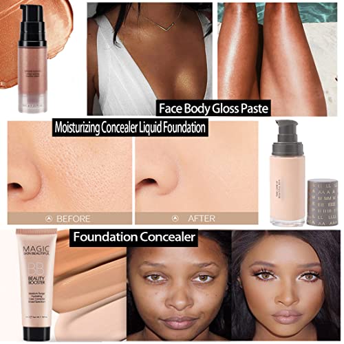 All in One Makeup Kit for Women Full Kit Holiday Gift Box Essential Multipurpose Bundle Include Eyeshadow Concealer Lipstick Lip Gloss Mascara Eyeliner Eyebrow Pencil Lip Balm Face Powder - Full Makeup Kit for Women (Box1)