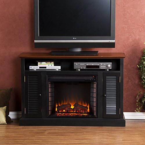 Annie Bella Media Black w Walnut Electric Fireplace