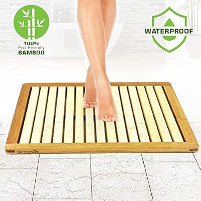 Bamboo Wood Bathroom Bath Mat Heavy Duty Natural Or Shower Floor