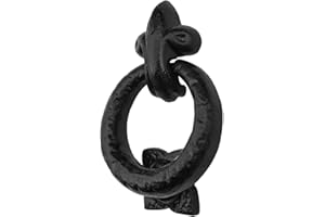 SAKEGA Mystic Colonial Ring Door Knocker – Handmade Antique Cast Iron Front Door Knocker – Heavy Duty Vintage Exterior Door Hardware & Rustic Traditional Home Décor