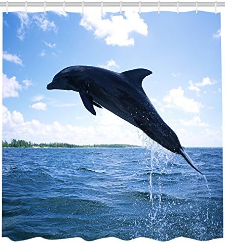 shower curtains Hooks Sea Animal Dolphin 100% Polyester 71x71
