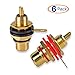 Conwork 6-Pack RCA Female Socket Connector Chassis Panel Mount Adapter for Amplifier Audio Terminal RCA Plug