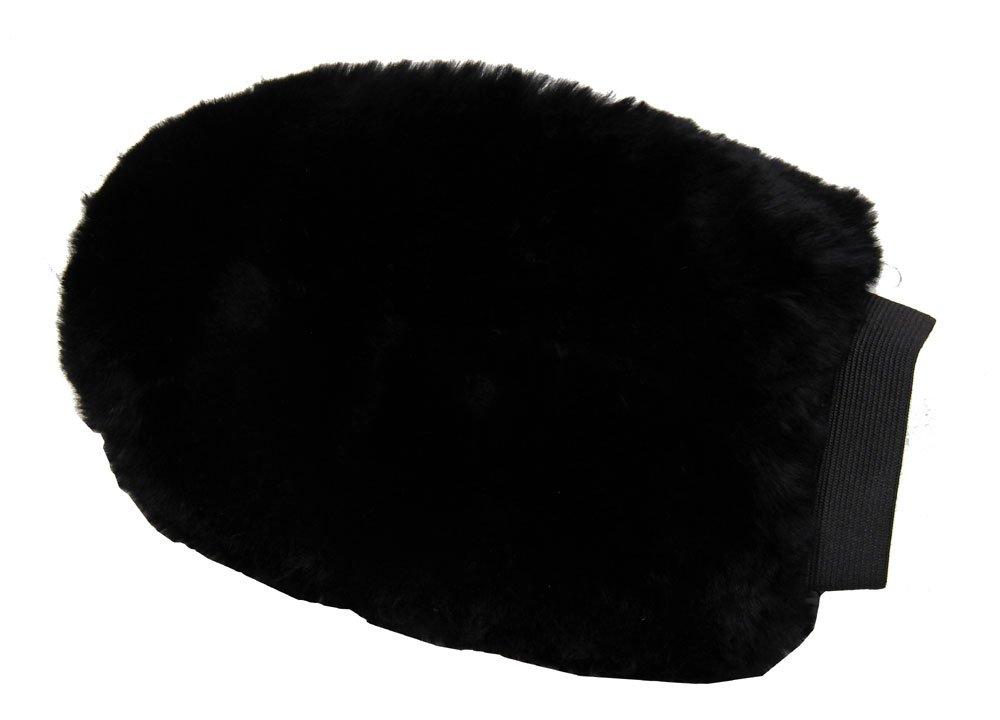 Merauno Horse Sheep wool Grooming Mitt Lamb wool Cleaning Glove (Black)
