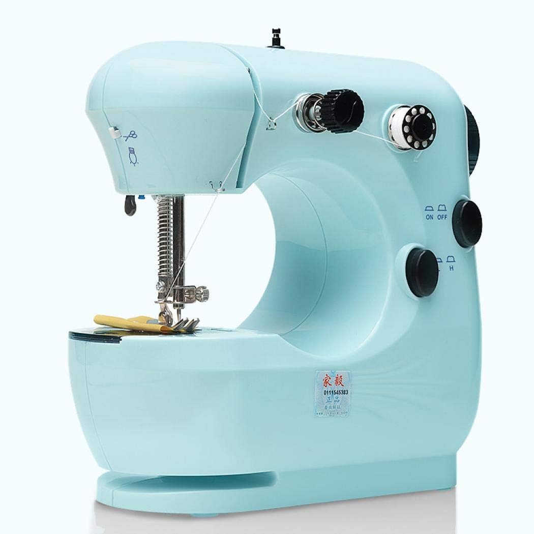 Mini Cute Sewing Machine, Portable Basic Electric Sewing Machine for Sewing Beginner Home, High Low Speeds (Cyan,European Standard)