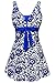 MiYang Women's Bowknot Printing Skirt Spa Swimsuit Padded Bathing Swimwear, Sapphire Blue(one piece), Medium(US Size 6-8)