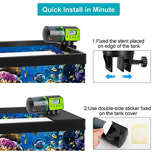 Automatic Fish Feeder, Vacation Fish Feeder, Moisture-Proof Electric Auto Fish Feeder, Digital Fish Food Dispenser 200Ml Capacity for Vacation, Daily, Business Trip, Weekend