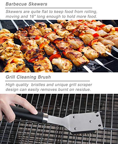 POLIGO 21pcs Heavy Duty BBQ Grill Tool Set with Heat Resistant Handle - Stainless Steel Barbecue Utensil Accessories in Plastic Storage Case - Complete Outdoor BBQ Grilling Kit - Birthday Gift for Men