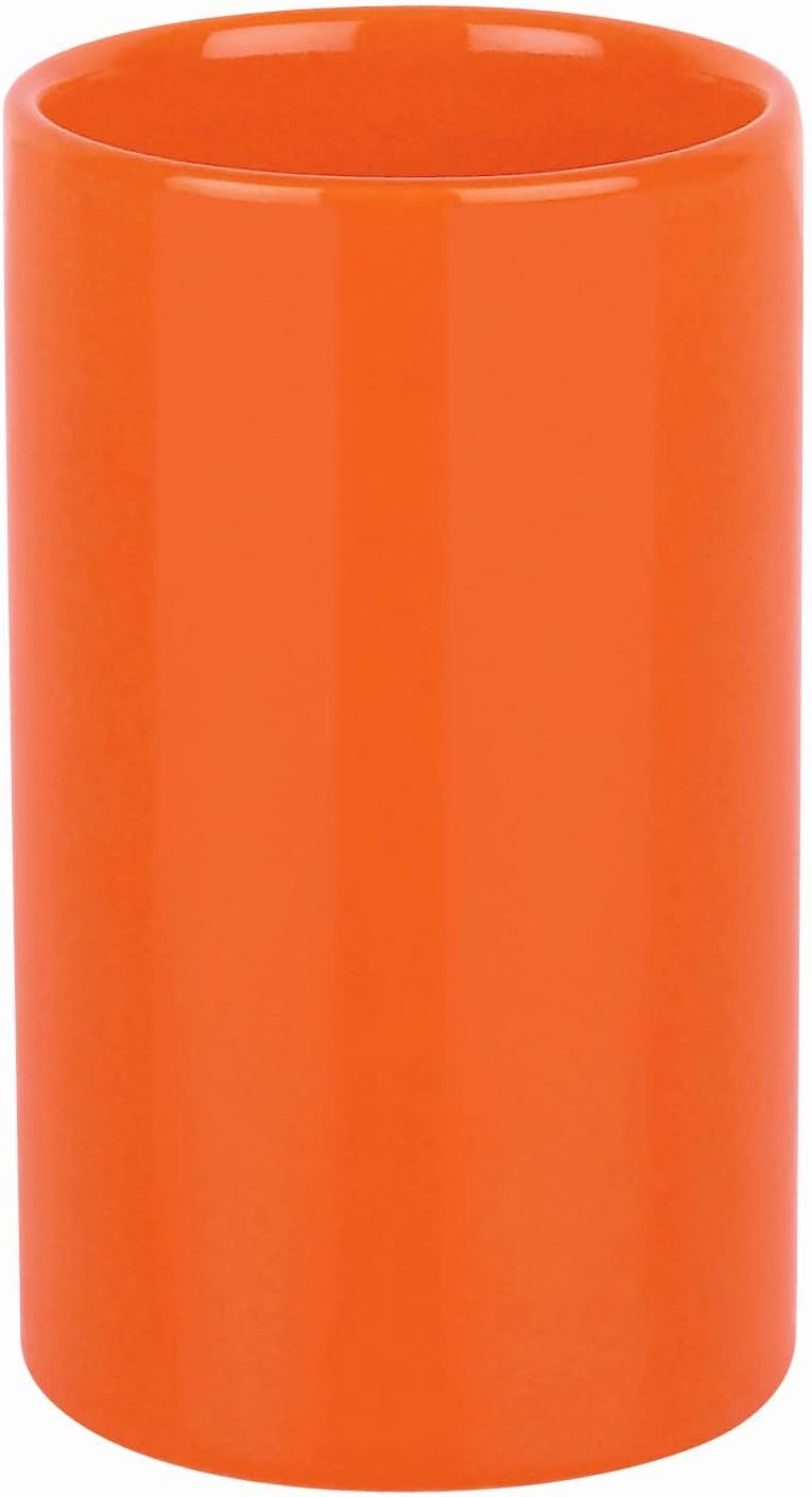 Spirella Tube Stoneware Tooth Mug, Orange