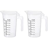 PATIKIL Graduated Beaker, 2 Pack 100ml PP Plastic Liquid Measuring Cup Double Sided Black Graduations with Handle Lid and Spout for Lab Kitchen Home
