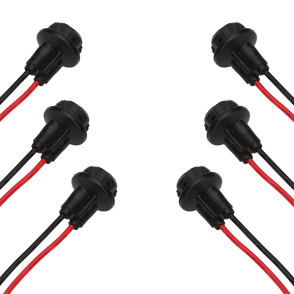 SENZEAL 6X T10 Bulb Holder Copper Wire Silicon Gel Socket Bulb Lamp Plug W5W 12V 194 168 LED Lamp Base Connector Black