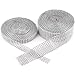 Foraineam 2 Rolls 8 Row 10 Yard & 2 Rolls 4 Row 10 Yard Rhinestone Ribbon Silver Diamond Bling Sparkle Ribbon Wrap