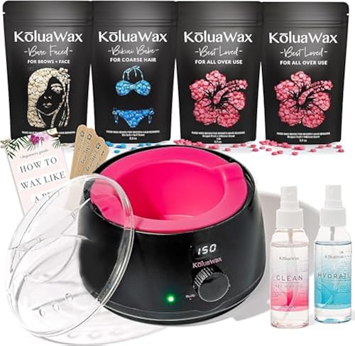 KoluaWax At-Home Waxing Hair Removal Kit for Brows, Bikini 