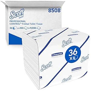 Scott Control wc rollen 8508-2-laags toiletpapier – 36 pakken x 250 vellen toiletrol (9000 vellen),1 Paket = 9000 Blatt