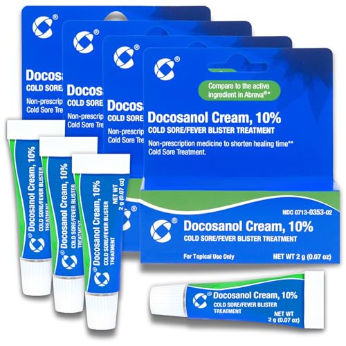 Cosette Cold Sore/Fever Blister Treatment for Face or Lips with Docosanol Cream, 10% - Treatment Cream for Cold Sore/Fever Blister - 0.07 oz Tube (4)