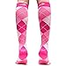 Men/Women Knee High Compression Socks Large Argyle Pink