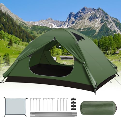 Forceatt 2 Person Camping Tent, Waterproof Ultra Light Small Volume, Portable Dome Tent Quick Assembly for Hiking, Camping, Excursion and Outdoor