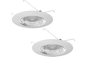FOUR-BROS LIGHTING Four Bros FLP 6" Inch Fresnel Glass Lens with White Plastic Trim, 60 Watt Max, for Wet Locations, Shower Can Light Trim, UL Listed, 2 Pack