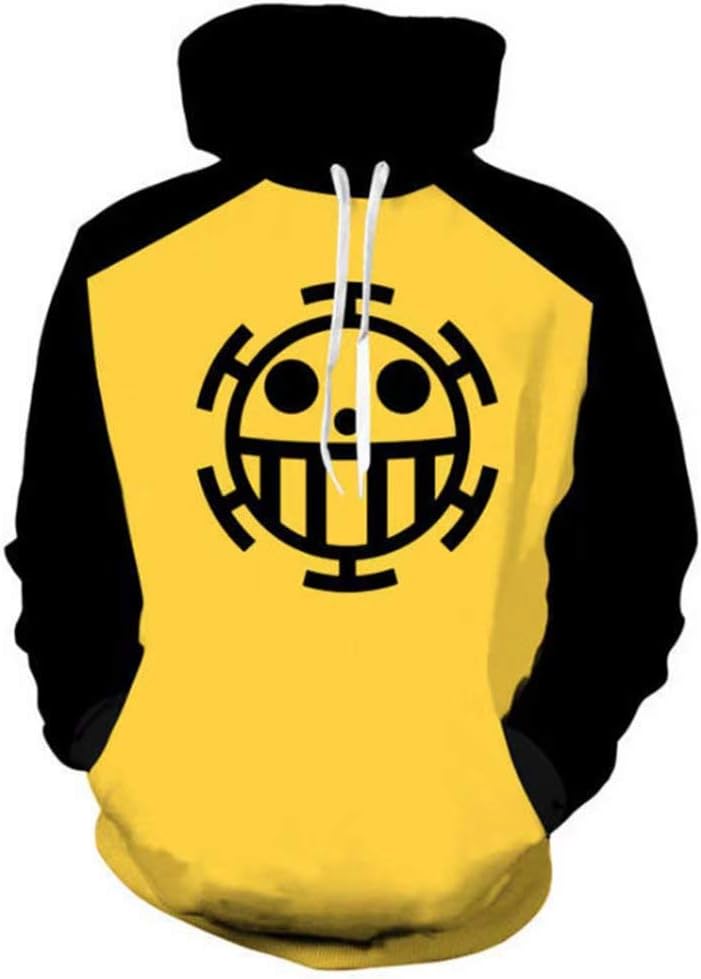 ONE Piece Hoodie Trafalgar Law Anime Sweatshirt Cosplay Costume Cotton Jolly Roger The Heart Pirates Crew Casual Pullover Jumpers Pockets