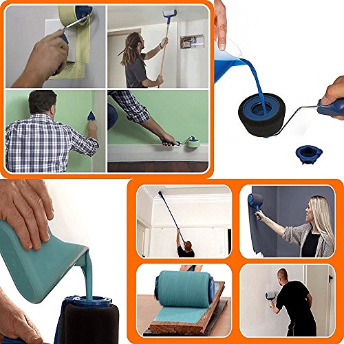 5Pcs Multifunction DIY Paint Roller Brush Handle Tool Flocked Edger Home Office Room Wall Runner Roller Paint Brush Set - Thumbnail 6