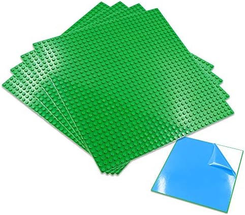 Upgrade Self Adhesive Baseplates - 10" X 10" or 32 X 32 Studs (4 Pack) Peel and Stick Building Blocks Base Plates - Compatible with All Major Brick Sets - by Nicolababe (10" x 10", 4 Pack, Green)