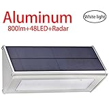 Licwshi 800 Lumens  Solar Light 48 LED Waterproof Outdoor Aluminum Alloy Housing, Radar Motion Sensor Light for Step, Garden, Yard, Deck -white light( 2017 new Version - 1 Pack)