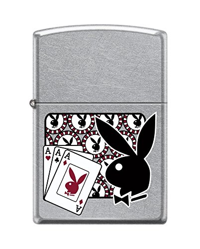 Zippo Playboy Bunny Cards Pocket Lighter, Street Chrome