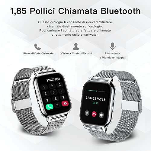 Popglory Smartwatch Men Women 2 Straps Watch Calls and Whatsapp Pedometer Voice Assistant 24H Digital Watch Heart Rate Monitor Blood Pressure SpO2 Sleep for Android iOS