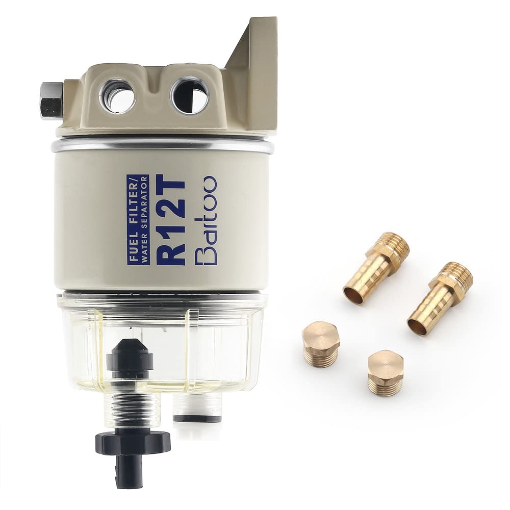 Photo 1 of BARTOO R12T Fuel Water Separator Marine,10 Micron Fuel Filter Marine Parts Replace S3240 120AT NPT ZG1/4-19 Fit 3/8-inch NPT Outboard Motor