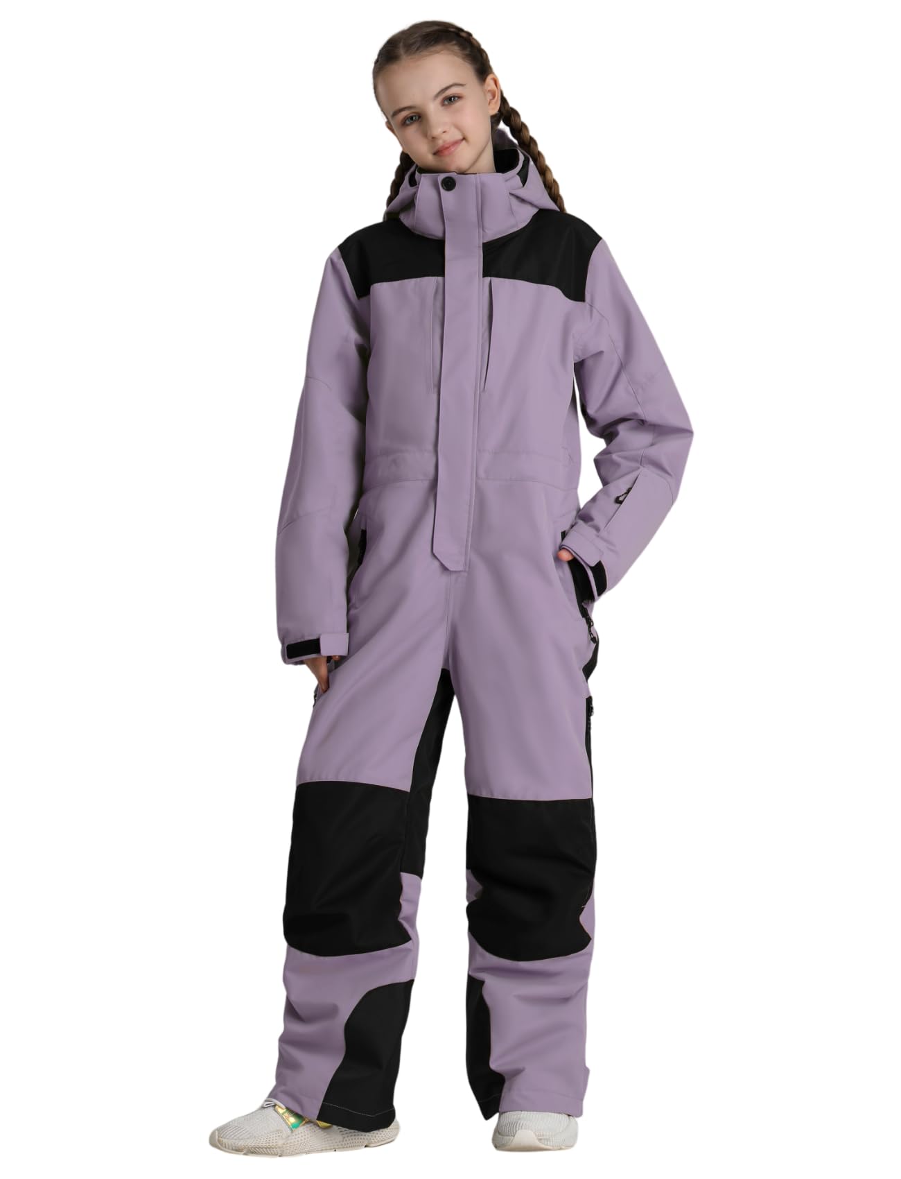 Photo 1 of GSOU SNOW Ski Suit Kids Snowsuit One Piece Boys Girls Snowboard Suit Ski Jumpsuits Waterproof Windproof Purple 12-13 Years
