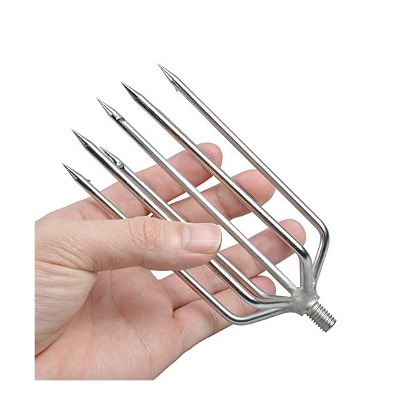 Cyfie-Barbed-Steel-7-Prong-Tine-Harpoon-Fishing-Spear-Gig-Gaff-Fork-Hook-with-8mm-Screw-for-Frog