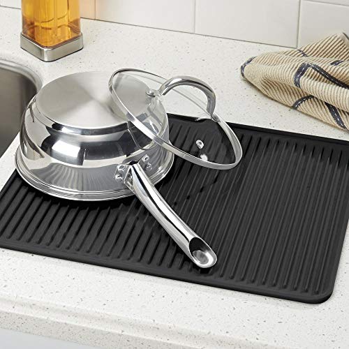 mDesign Silicone Dish Drying Mat and Protector for Kitchen Countertops