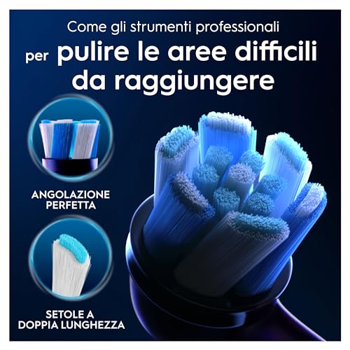 Testine di Ricambio iO Series Ultimate Clean Nere per Spazzolino Elettrico Oral B, 6 Testine Rotonde Autentiche, con setole CrissCross per rimuovere la placca